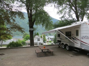 Nelson City Campground with a decent view of Kootenay Lake in the background